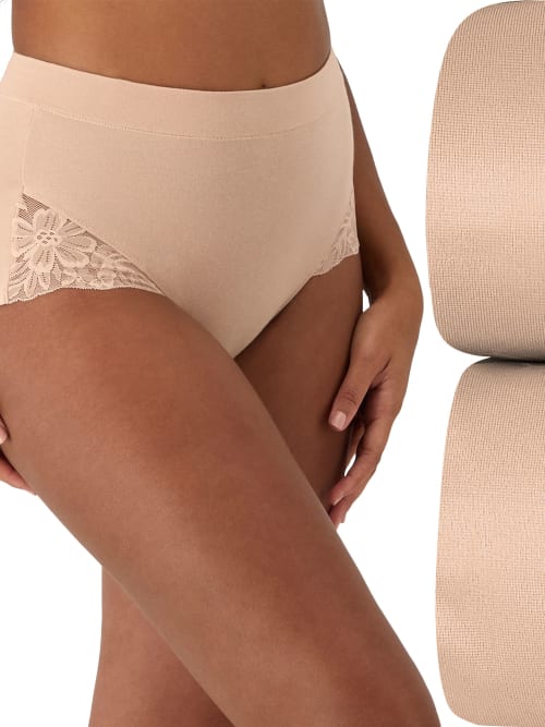 Shop Bali Breathe Lace High-waist Brief 2-pack In Almond