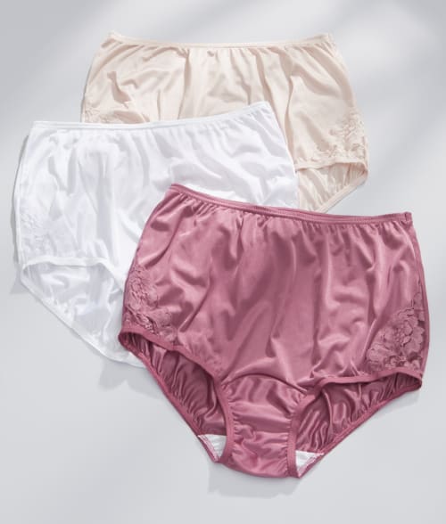 Vanity Fair Lace Nouveau Brief 3-pack In Fawn,white,berry