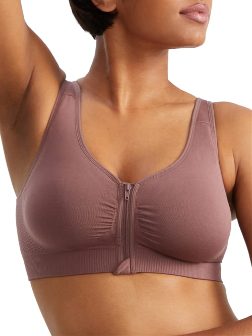 Anita Lynn Front-close Wire-free Bra In Berry Brown