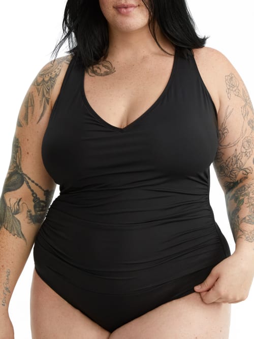 Anne Cole Signature Plus Size Live In Color Cross-back One-piece In Black