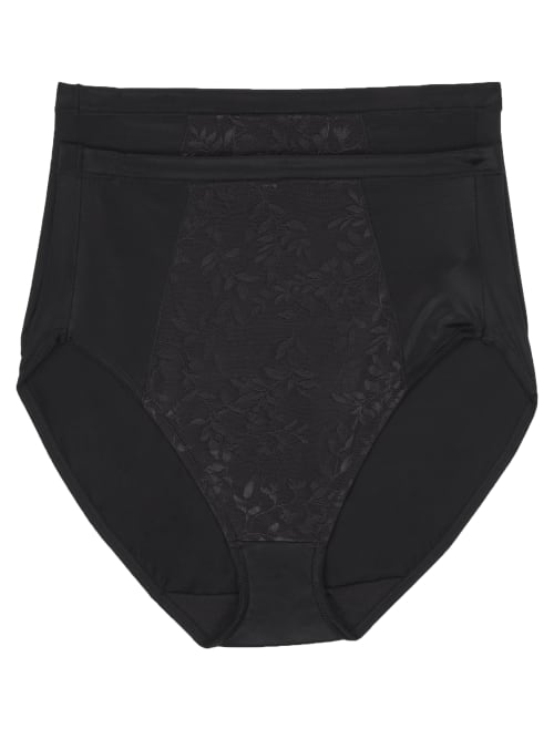 Bali Tummy Panel Hi-cut Shaping Brief 2-pack In Black Jacquard | ModeSens