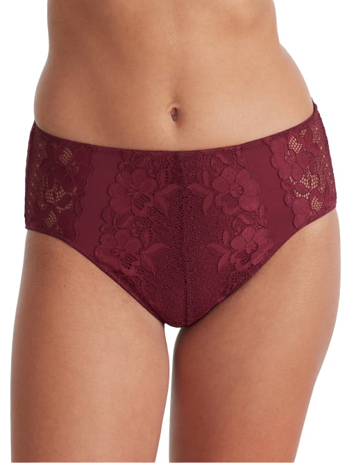 Bare The Essential Lace Hi-cut Brief In Maroon Banner