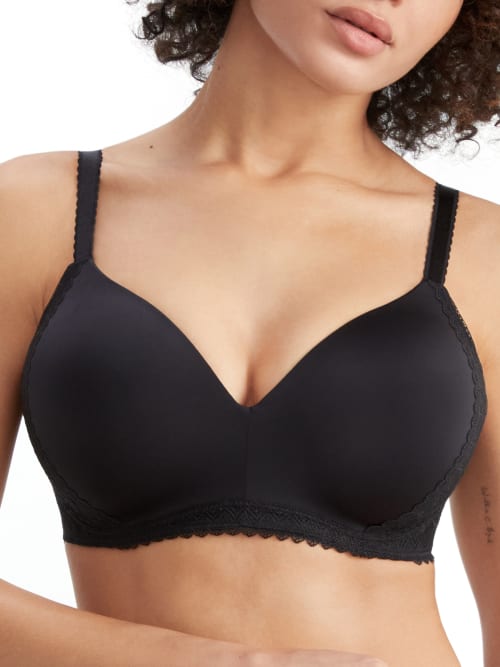 Bare The Wire-free Smoothing T-shirt Bra With Lace In Black