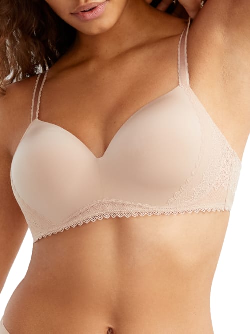 Bare The Wire-free Smoothing T-shirt Bra With Lace In Hazel