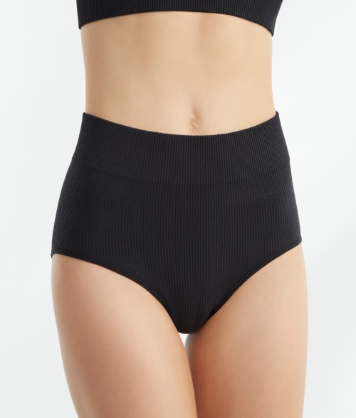 Bare The Ribbed Seamless High-waist Brief In Hazel