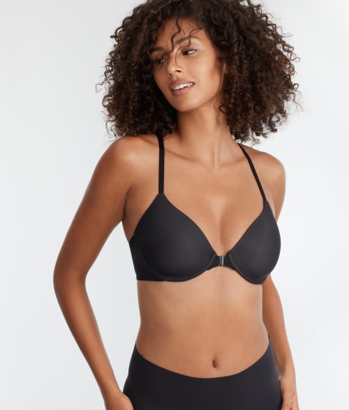 Shop Reveal Low-key Lace Front-close Bra In Black