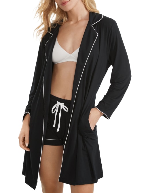 Shop Bare The Cooling Piped Robe In Black