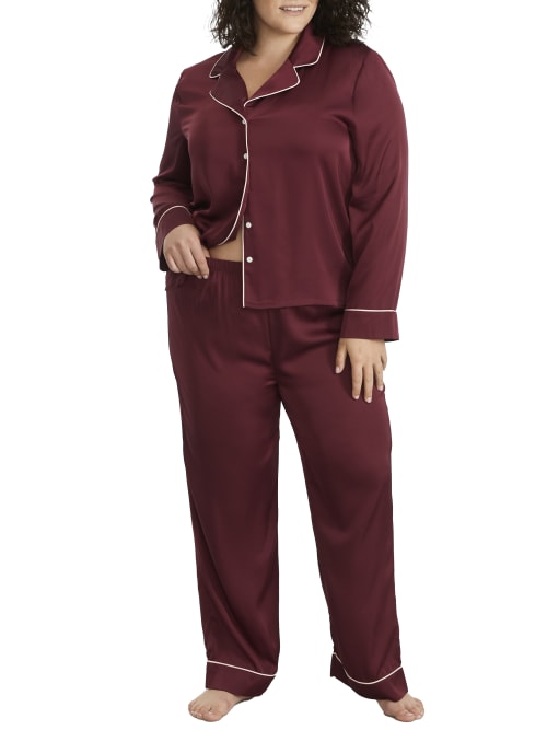 Shop Bare The Washed Satin Pajama Set In Maroon Banner