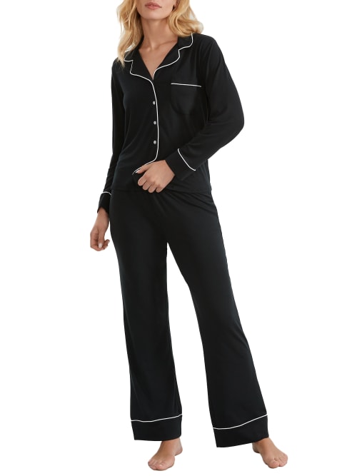 Shop Bare The Cooling Piped Pajama Set In Black