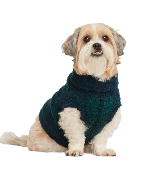Shop Bare The Plaid Dog Sweater In Navy,forest Plaid