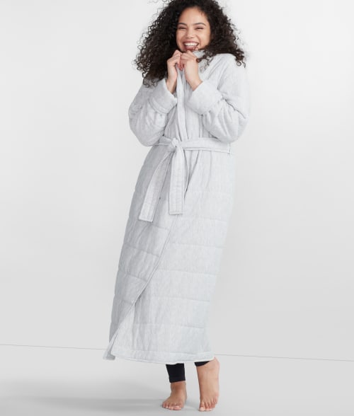 Shop Bare Quilted Robe In Light Heather Grey