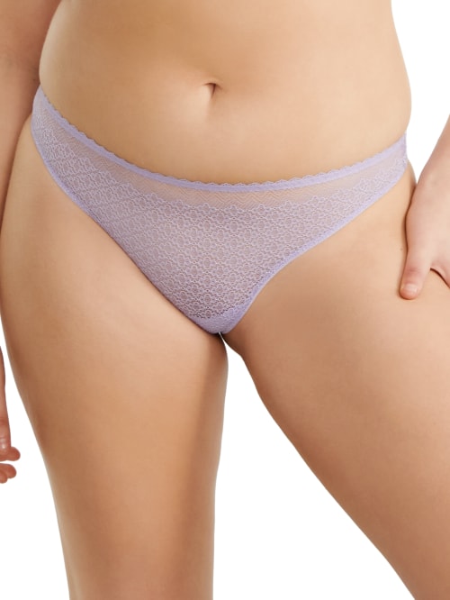 Shop Bare The Flirty Lace Thong In Lavender