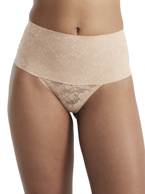 Shop Bare The Smoothing Lace Thong In Nude