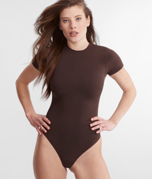 Shop Bare The Refined Line Shaping T-shirt Bodysuit In Coffee Bean