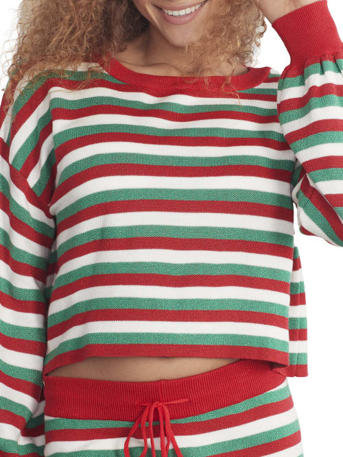 Shop Beach Riot Ava Knit Lounge Top In Merry Stripe