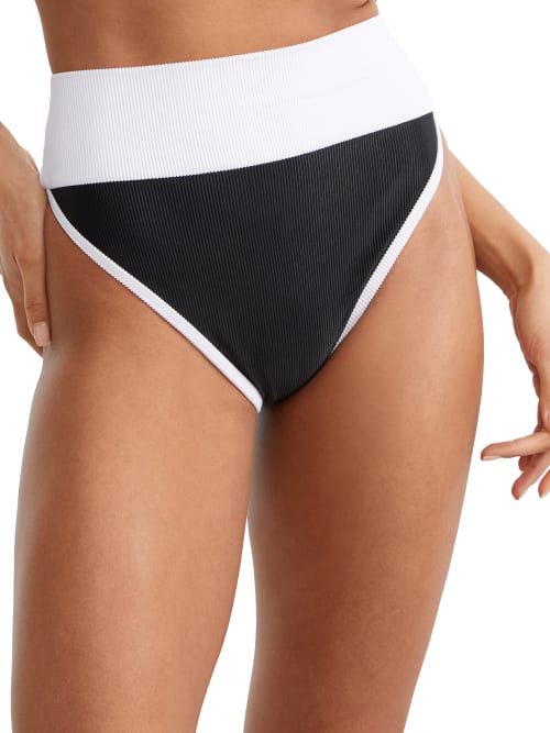 Shop Beach Riot Emmy High-waist Bikini Bottom In Black,white