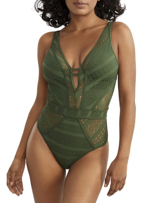 Becca Colorplay Lace One-piece Swimsuit In Cactus