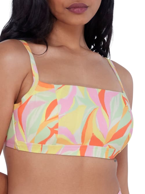 Birdsong Square Neck Underwire Bralette Bikini Top In Colorful Aloha