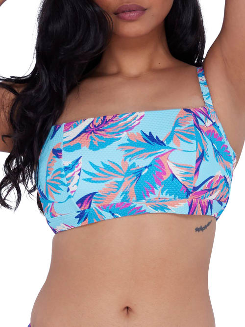 Birdsong Square Neck Underwire Bralette Bikini Top In Tropical Tranquility