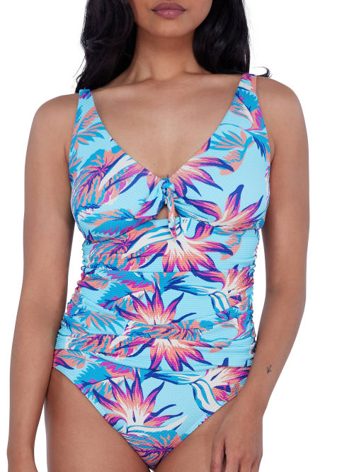 Birdsong Tie Front Underwire One-piece In Tropical Tranquility
