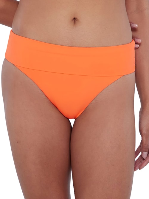 Birdsong High-waist Fold-over Bikini Bottom In Apricot Crush