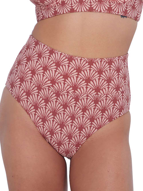 Birdsong High-waist Fold-over Bikini Bottom In Deco Palms