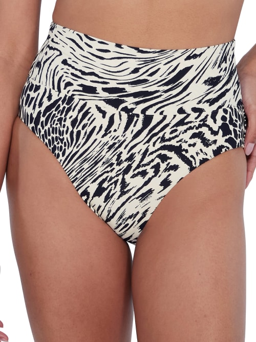 Birdsong High-waist Fold-over Bikini Bottom In Leopard Luxe