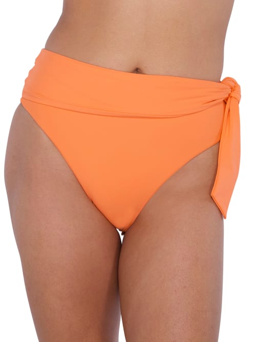 Birdsong Sash Fold-over Bikini Bottom In Apricot Crush