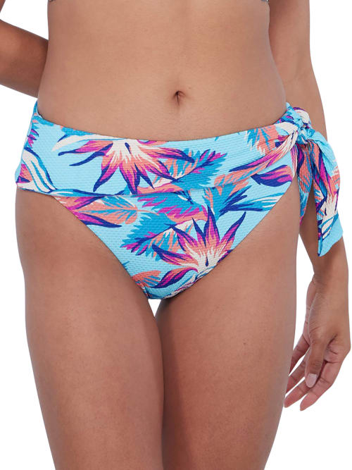 Birdsong Sash Fold-over Bikini Bottom In Tropical Tranquility