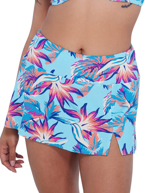 Birdsong High-waist Skirted Bikini Bottom In Tropical Tranquility