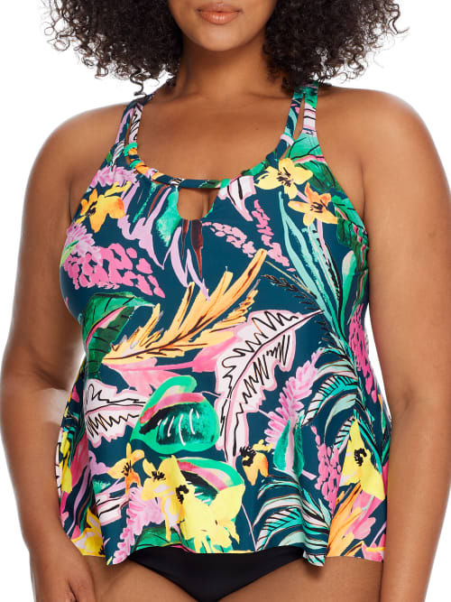 Birdsong Plus Size Waikiki Keyhole Underwire Tankini Top