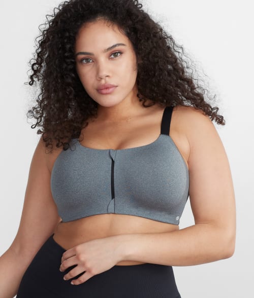 Body Up High Impact Front-close Sport Bra In Grey Marl