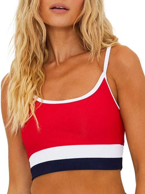 Shop Beach Riot Eva Longline Bikini Top In American Red