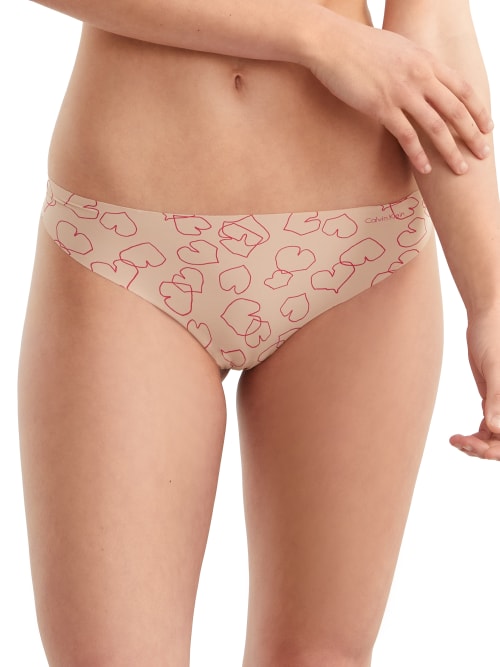 Calvin Klein Printed Invisibles Thong In Kelly Hearts