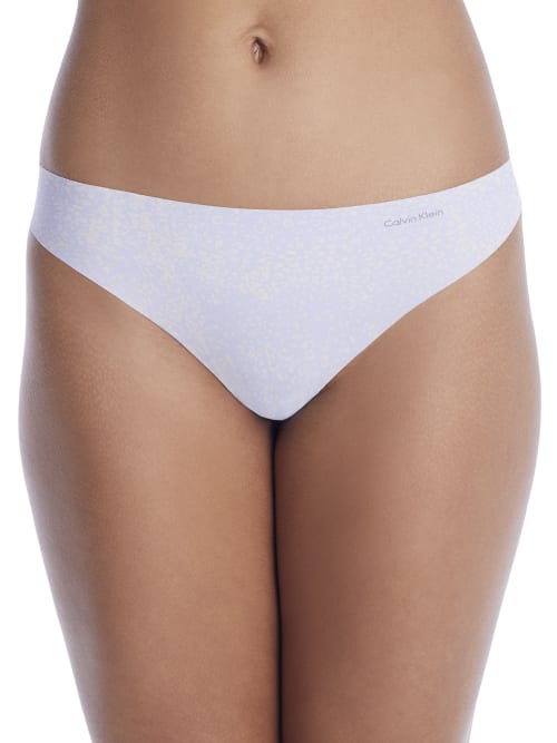 Calvin Klein Printed Invisibles Thong In Animal,amethyst
