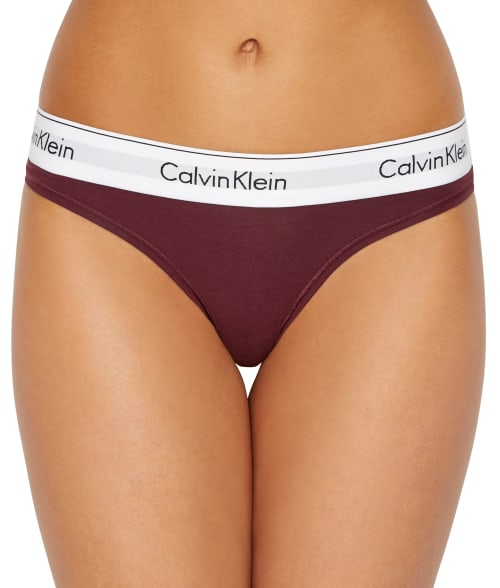Calvin Klein Modern Cotton Thong In Deep Maroon