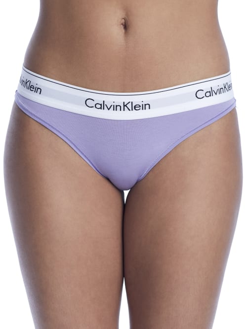 Calvin Klein Modern Cotton Thong In Dark Olive