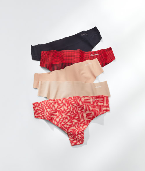 Calvin Klein Invisibles Thong 5-pack In Red,nude Assorted