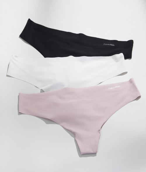 Calvin Klein Women's Invisibles 3-pack Thong Underwear Qd3558 In Cream,print,lust