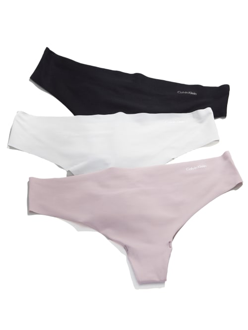 Calvin Klein Invisibles Thong 3-pack In Nirvana,white,black