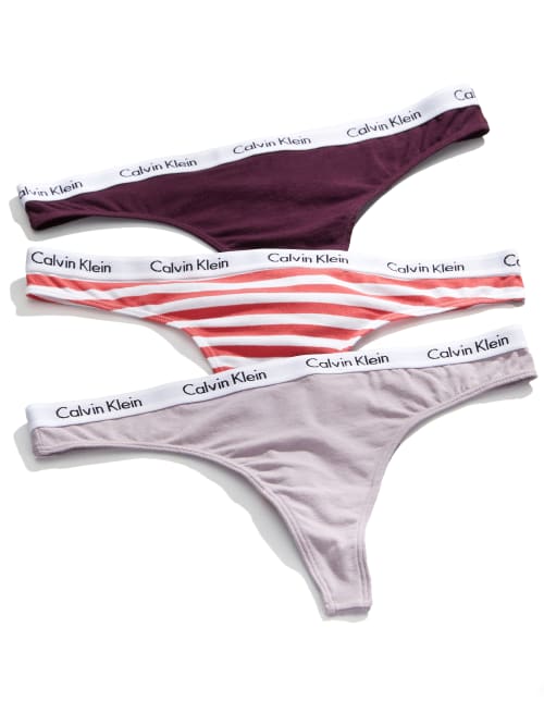 Calvin Klein Carousel Cotton 3-pack Thong Underwear Qd3587 In Purple  Assorted