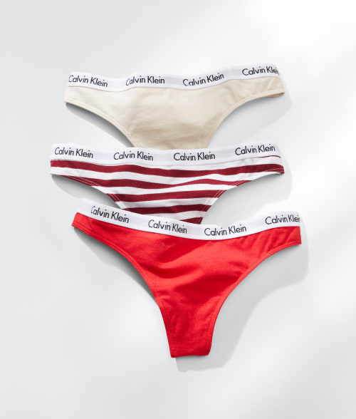 Calvin Klein Carousel Thong 3-pack In Tap,exact,stripe