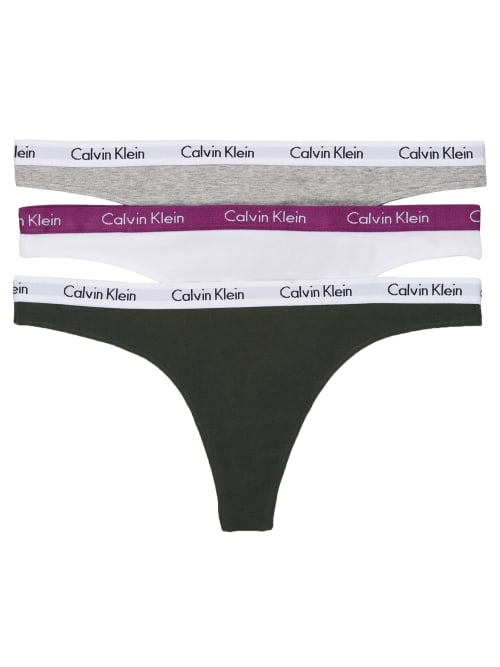 Calvin Klein Carousel Thong 3-pack In White,duffle,grey