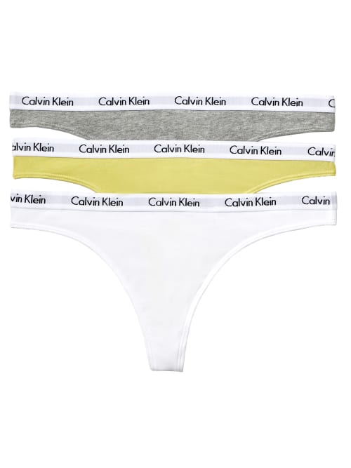 Calvin Klein Carousel Thong 3-pack In Lime,white,grey