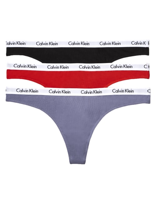 Calvin Klein Carousel Thong 3-pack In Red,lilac,black