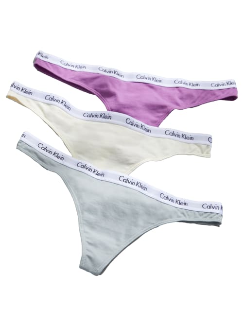 Calvin Klein Women's Carousel Logo Thong 3-pack - Purple Assorted