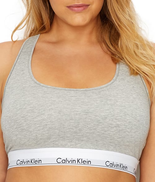 Calvin Klein Plus Size Modern Cotton Bralette In Grey Heather