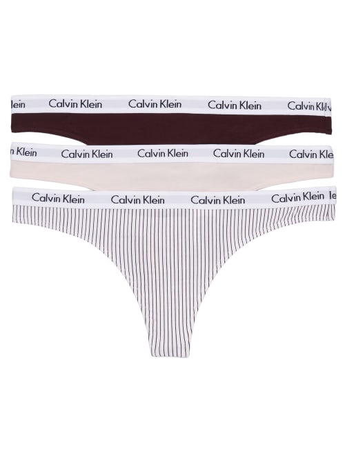 Calvin Klein Carousel Thong 3-pack In Charm,pink,stripe