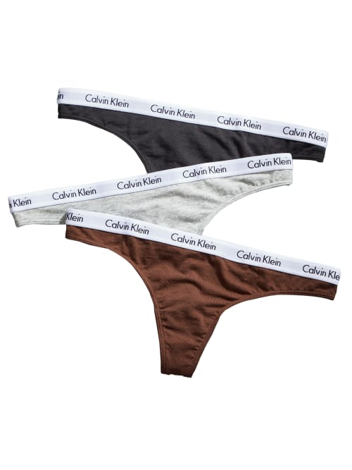 Calvin Klein Carousel Thong 3-pack In Grey,black,brown