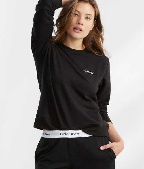 Calvin Klein Modern Cotton Knit Sweatshirt In Black